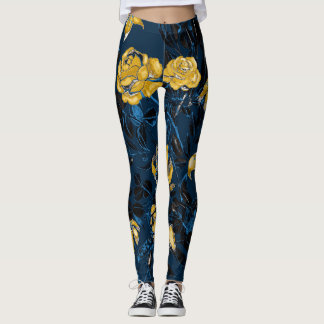 Leggings Fleurs d'aquarelle Feuilles : Motif Vintage