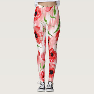 Leggings Fleurs d'aquarelle : ikat de pavot.