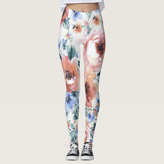 Leggings Fleurs d'aquarelle, illustration motif transparent (Devant)