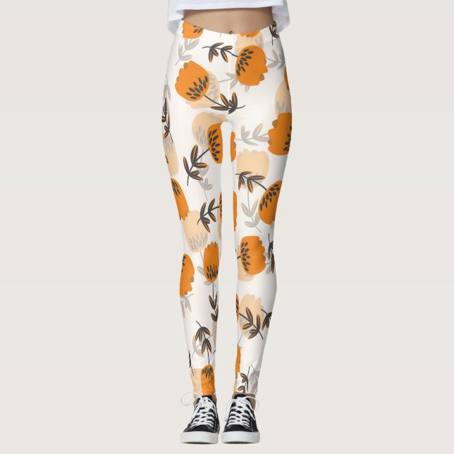 Leggings Fleurs d'art populaire style scandinave (Devant)