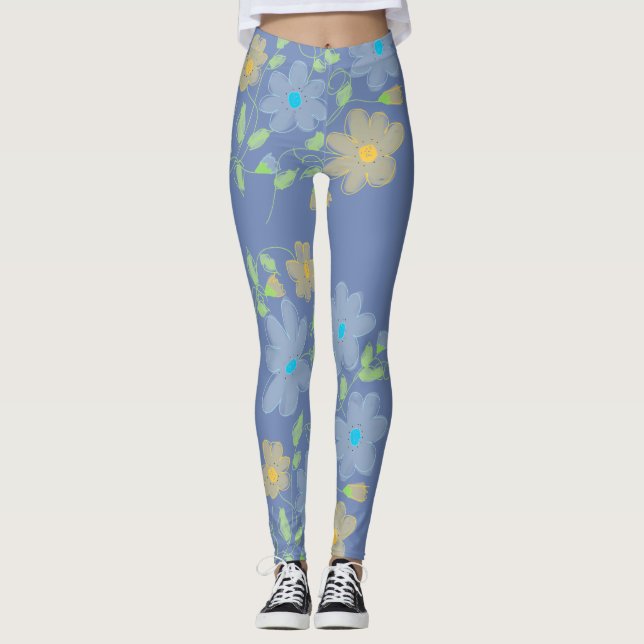 Leggings Fleurs de bleus (Devant)