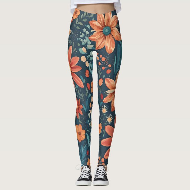 Leggings Fleurs de champs, beaux art de printemps. (Devant)