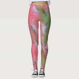Leggings Fleurs de corail, d'herbe et de rose pivoine