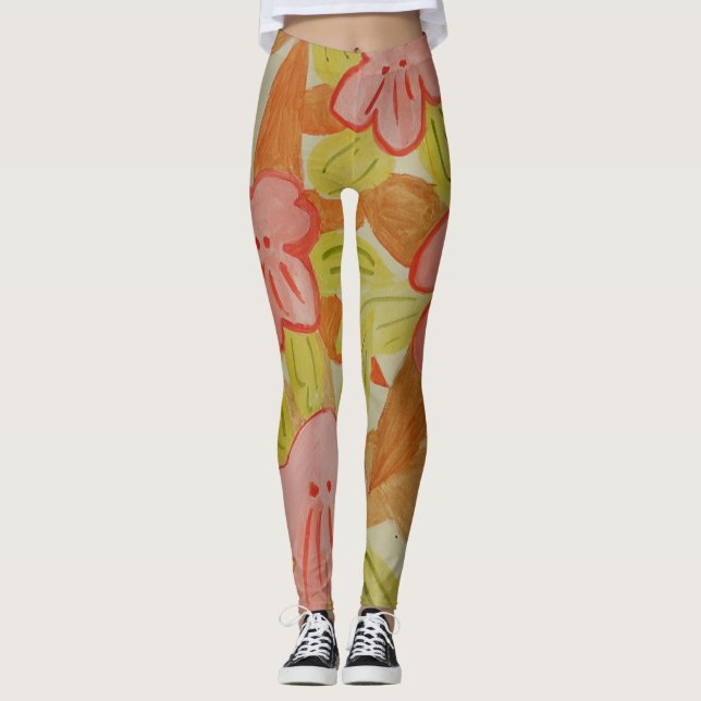 Leggings Fleurs de couleur automne (Devant)