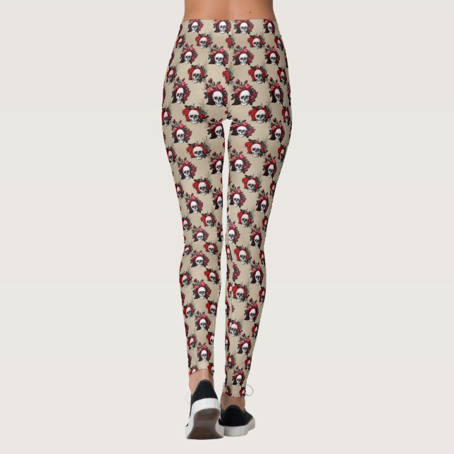 Leggings Fleurs de crâne florales gothiques (Dos)