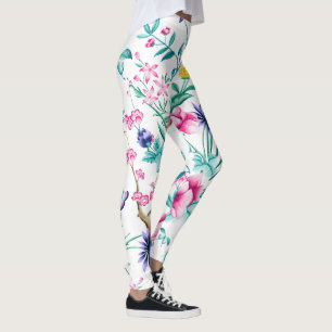 Leggings Fleurs de jardin de printemps colorées motif