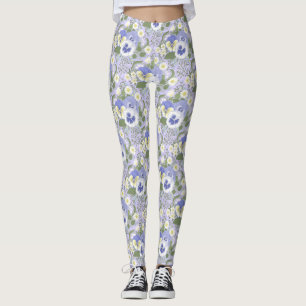 Leggings Fleurs de jardin printanier sur lavande