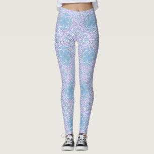 Leggings Fleurs de jardin rétro en bleu et violet
