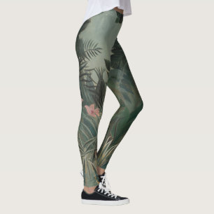 Leggings Fleurs de la jungle tropicale Peinture de Rousseau
