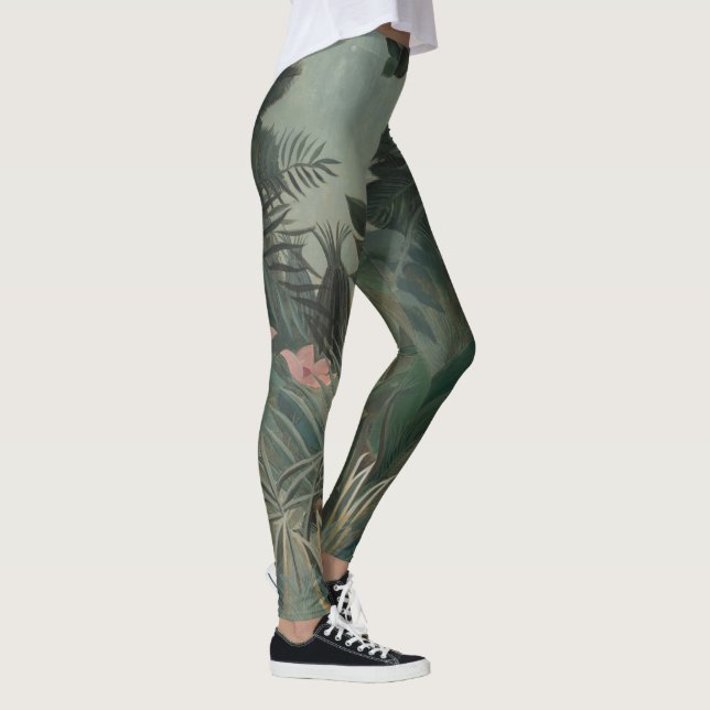 Leggings Fleurs de la jungle tropicale Peinture de Rousseau (Droite)