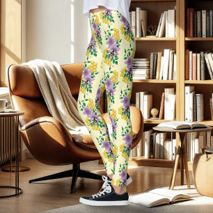 Leggings Fleurs de lavande de bourdon Jaune