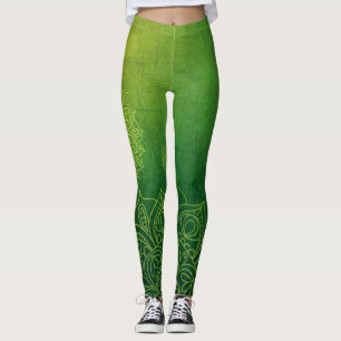 Leggings Fleurs de Lotus au citron foncé Yoga