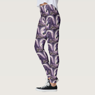 Leggings Fleurs de lune de cheval pourpres, Imaginaire