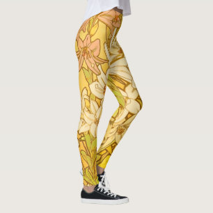 Leggings fleurs de lys Art nouveau d'Alphonse Mucha