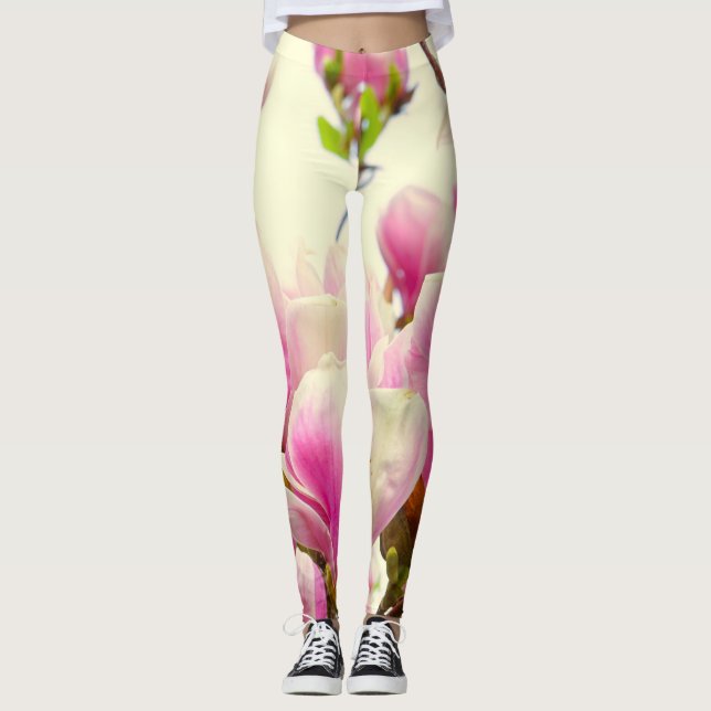 Leggings Fleurs de Magnolia Floral Fleur Botanique (Devant)