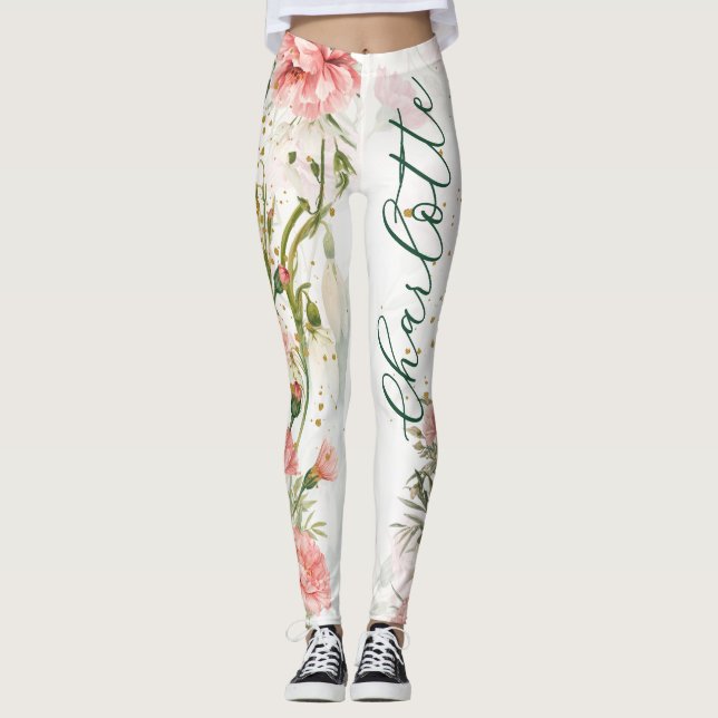Leggings Fleurs de naissance de janvier : Œillets et perce- (Devant)
