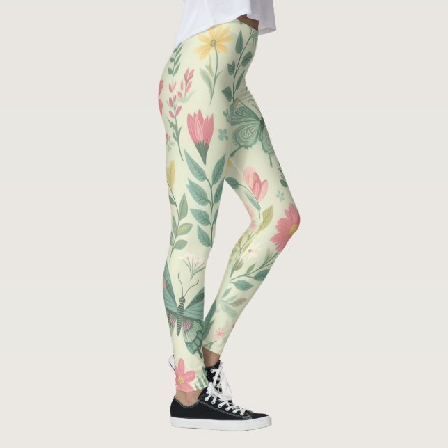 Leggings Fleurs de papillons : Papillons Pastel Spring (Droite)