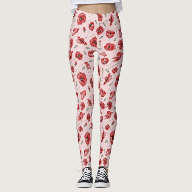Leggings Fleurs de pavot (Devant)