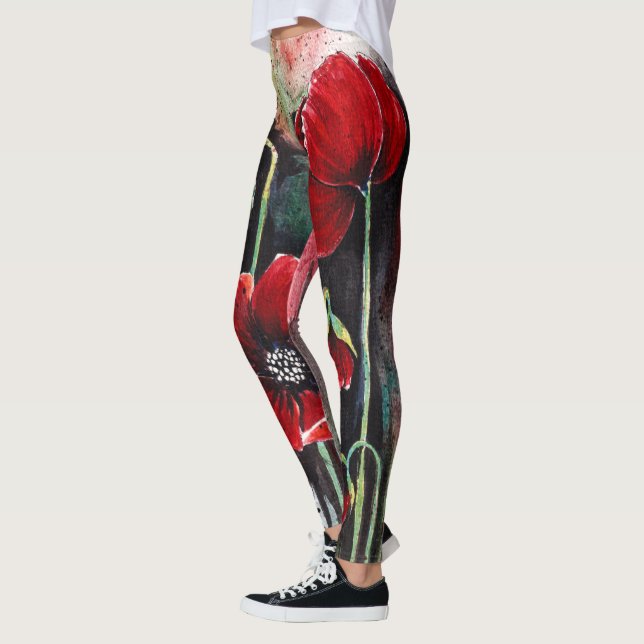 Leggings Fleurs De Pavot Dans Les Légendes D'Aquarelle (Gauche)