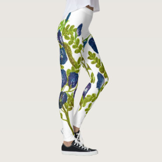 Leggings fleurs de pois de papillon bleu