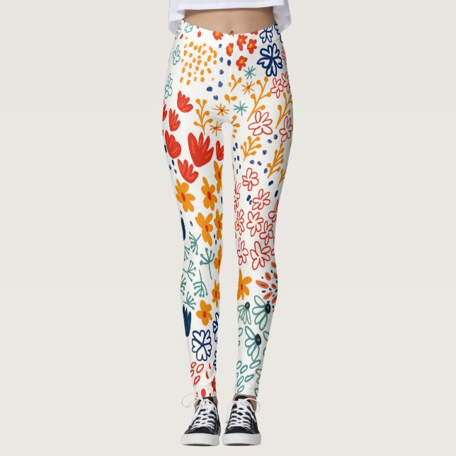 Leggings Fleurs de prairie Illustration minimale (Devant)