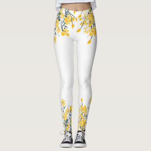 Leggings Fleurs de printemps jaunes