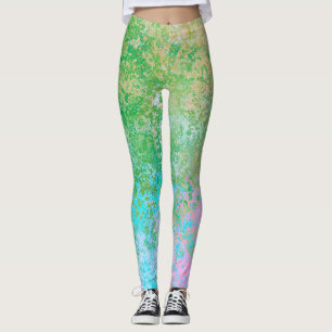Leggings Fleurs de printemps Neon Pastel Encre d'alcool Abs