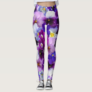 Leggings Fleurs de sansy violet violet et bleu