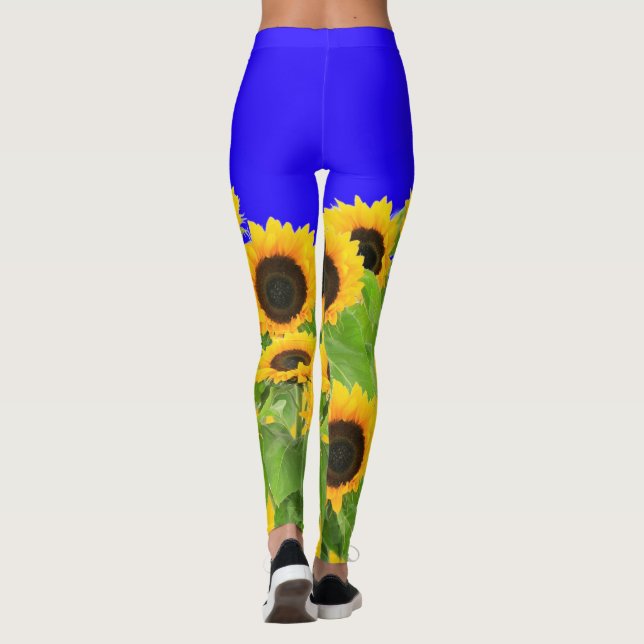 Leggings Fleurs de soleil - Liberté Ukraine Paix drapeau uk (Dos)
