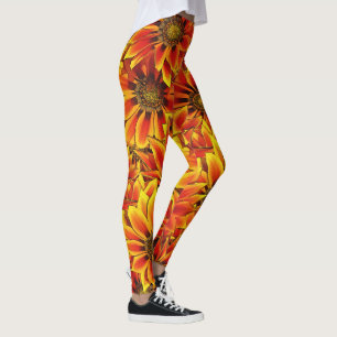 Leggings Fleurs de soleil orange