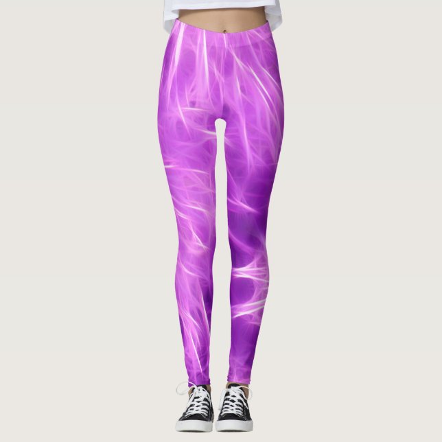 Leggings Fleurs de teintes violettes transformées (Devant)