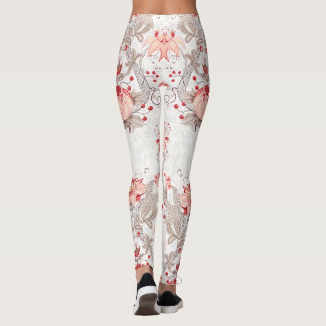 Leggings Fleurs de vigne délicates pattes motifs sans soudu (Dos)