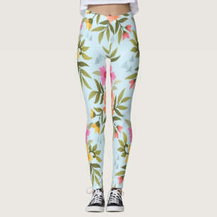 Leggings Fleurs Dessinées à la Main Colorées