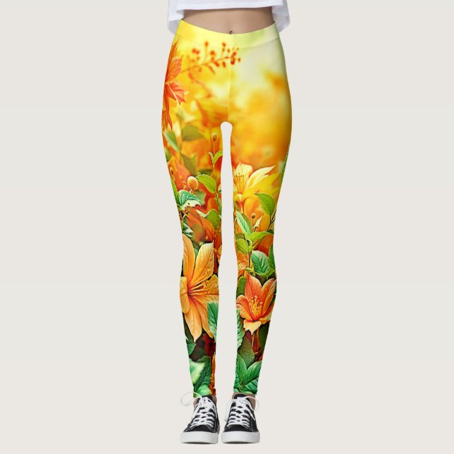 Leggings Fleurs d'été vibrantes (Devant)