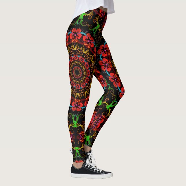 Leggings Fleurs d'Hibiscus fractales du Kaleidoscope (Droite)