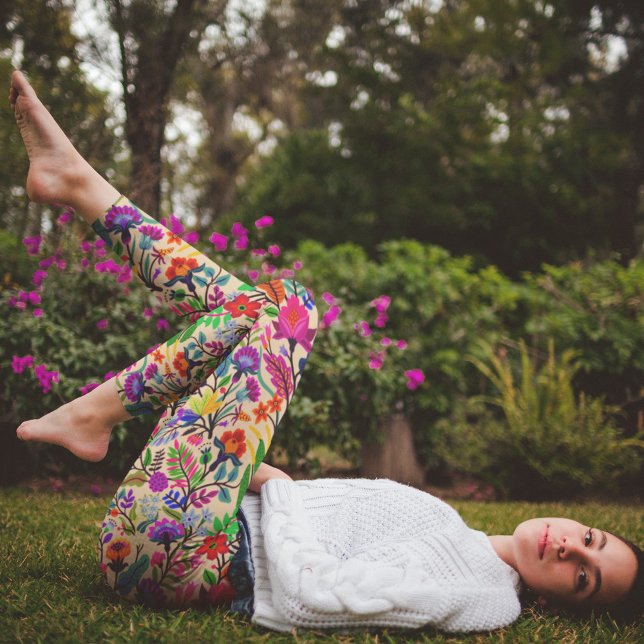 Leggings Fleurs d'illustrations florales colorées Imprimer  (Créateur téléchargé)