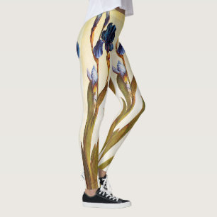 LEGGINGS FLEURS D'IRIS BLEU ÉLÉGANT