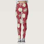 Leggings Fleurs d'oeillet blanches sur motif rouge<br><div class="desc">Faites une déclaration audacieuse avec ces leggings colorés. Ils se coordonnent avec notre design de Joyeux Noël de notre collection de typographie florale,  mais peuvent être portés toute l'année. Elles sont ornées d'un arrière - plan rouge et d'un grand format motif d'images de fleurs d'oeillets blanches.</div>