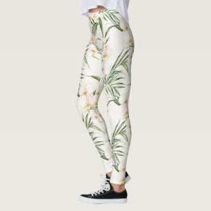 Leggings Fleurs d'orchidée crème