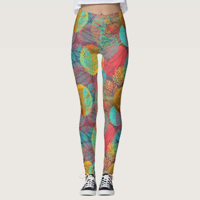 Leggings Fleurs dorées éthérées - Harmonie florale transpar (Devant)