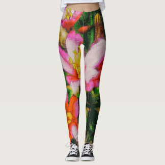 Leggings Fleurs Éclaboussées de Rose