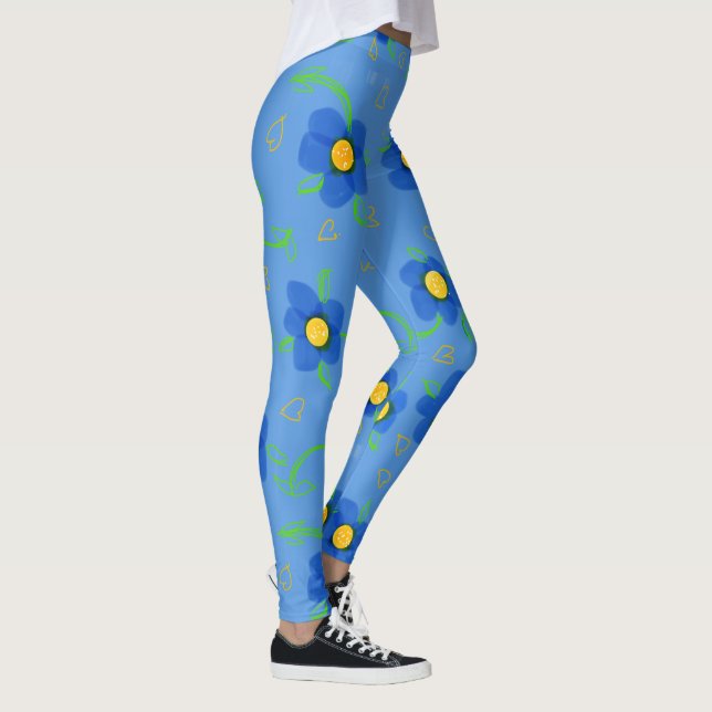 Leggings Fleurs En Bleu (Droite)