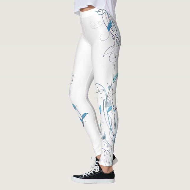 Leggings Fleurs en Vins Bleu (Gauche)