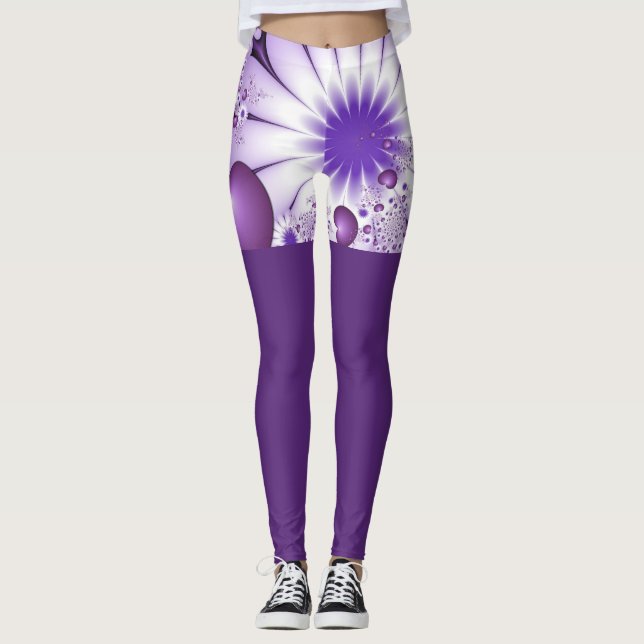 Leggings Fleurs et cœurs abstraits de l'amour fractal (Devant)