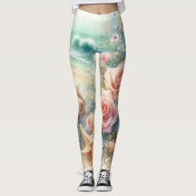 Fleurs et coquillages aquarelle dans les couleurs