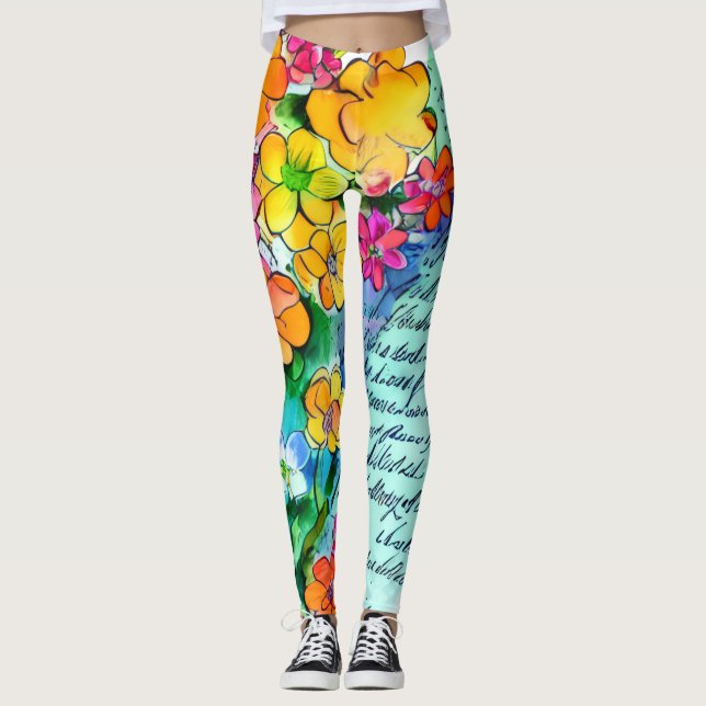 Leggings Fleurs et Lettres (Devant)