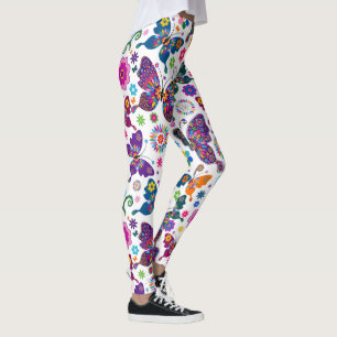 Leggings Fleurs et papillons colorés