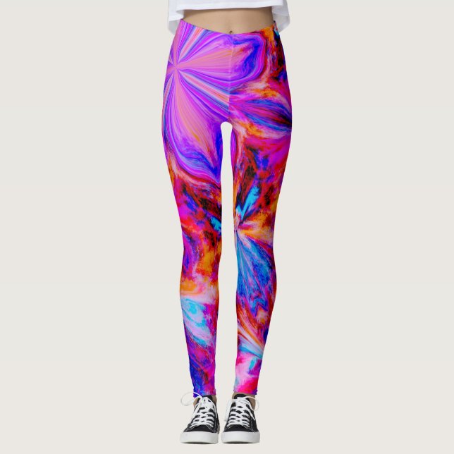 Leggings Fleurs et papillons en Abstrait (Devant)