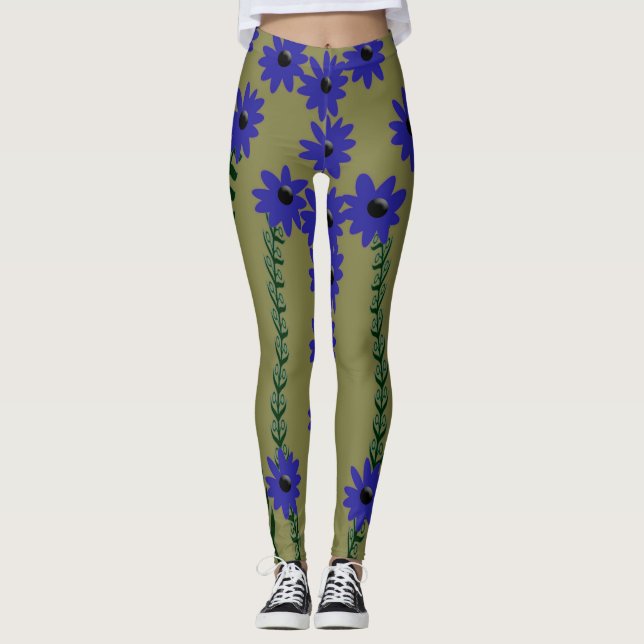 Leggings Fleurs et pattes violettes (Devant)