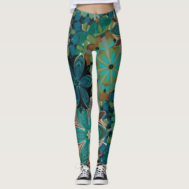 Leggings Fleurs exotiques Motif tropical (Devant)
